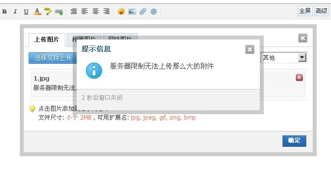 服务器限制无法上传那么大的文件